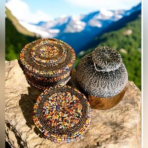 African glass beads & metal wire boxes sturdy Great for travel, toss in your bag